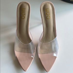 Nude Patent leather mules